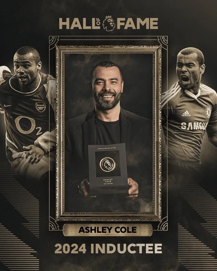 Ashley Cole trở thành người đầu tiên được giới thiệu vào Đại sảnh Danh vọng Premier League vào năm 2024